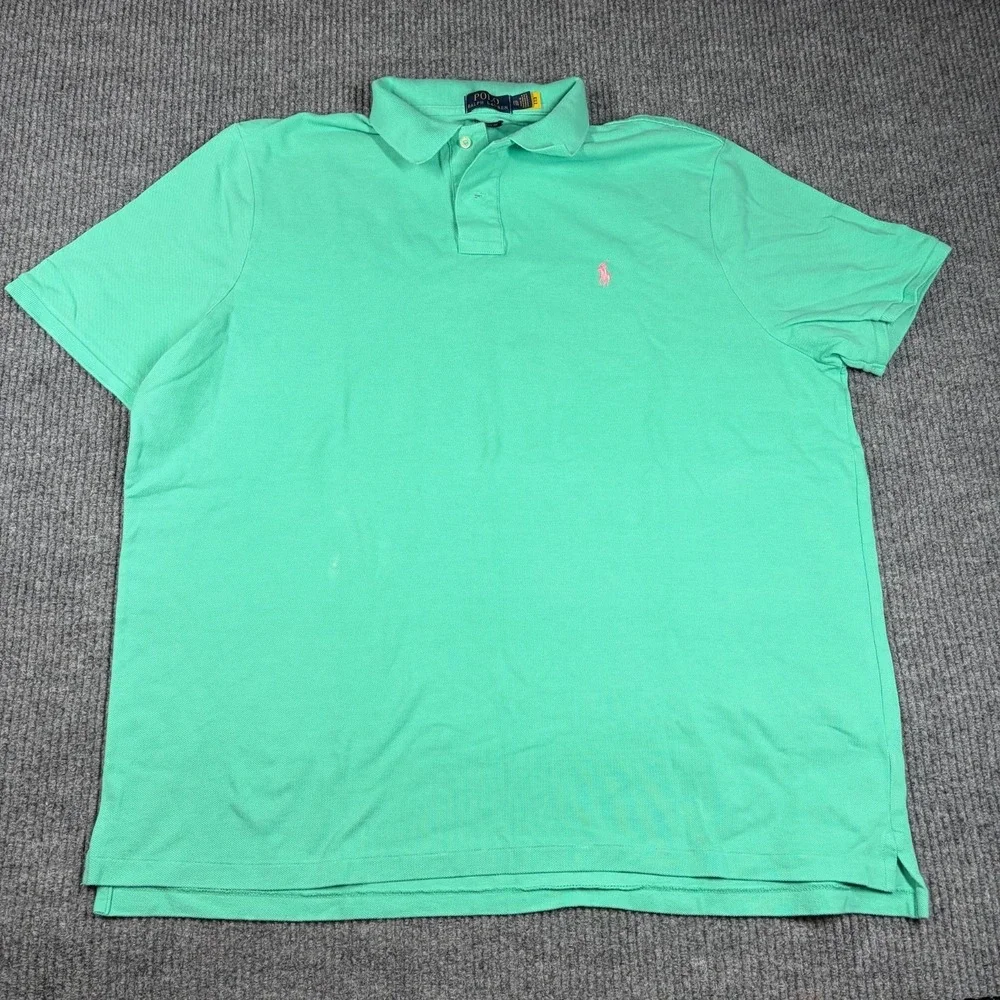 Polo Ralph Lauren Polo Shirt Mens 2XL Aqua Blue Classic Fit Resort‎ Wear Tennis